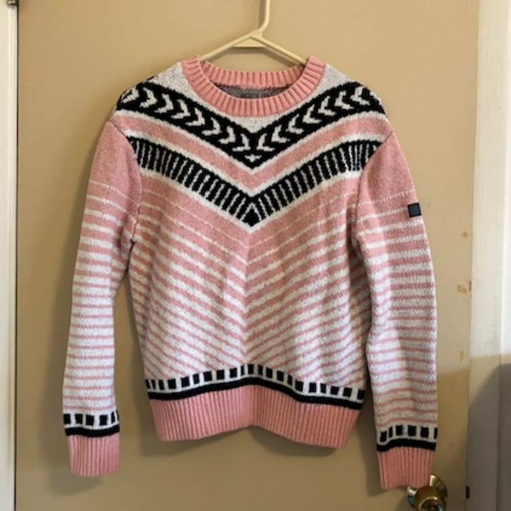 Roxy Pink and Black Chevron Sweater